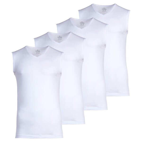RAGMAN Herren Unterhemden, 4er Pack - Shirt, Baumwolle, V-Ausschnitt, einfarbig Weiß S