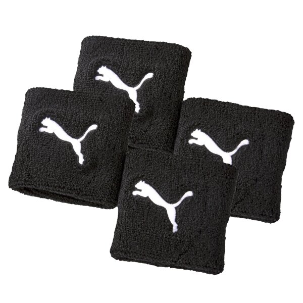 PUMA Unisex Schweißband, 4er Pack - Wristband, One Size, Puma Cat Logo Schwarz