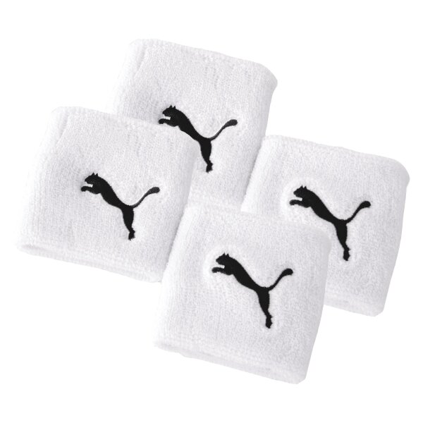 PUMA Unisex Schweißband, 4er Pack - Wristband, One Size, Puma Cat Logo Weiß