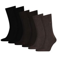 TOMMY HILFIGER Men Socks, Pack of 6 - Classic, Stockings, plain Black/brown/dark brown 47-49