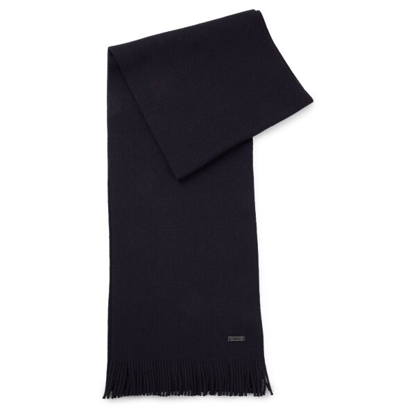 BOSS Herren Schal, Schurwolle - Albas, Strickschal, Fransen, 170x25cm, One Size Dunkelblau