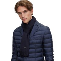 BOSS Herren Schal, Schurwolle - Albas, Strickschal, Fransen, 170x25cm, One Size Dunkelblau