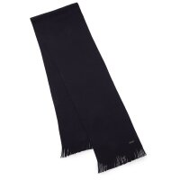 BOSS Mens Scarf, Virgin Wool - Albas, Knitted Scarf, Fringes, 70x25cm, One Size Dark blue