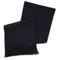 BOSS Mens Scarf, Virgin Wool - Albas, Knitted Scarf, Fringes, 70x25cm, One Size Dark blue