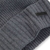 BOSS Herren Mütze, Schurwolle - Fati, Beanie, Rippstrick, One Size, einfarbig Mittelgrau