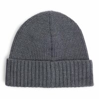 BOSS Mens Hat, Virgin Wool - Fati, Beanie, Ribbed Knit, One Size, Solid Colour Medium grey
