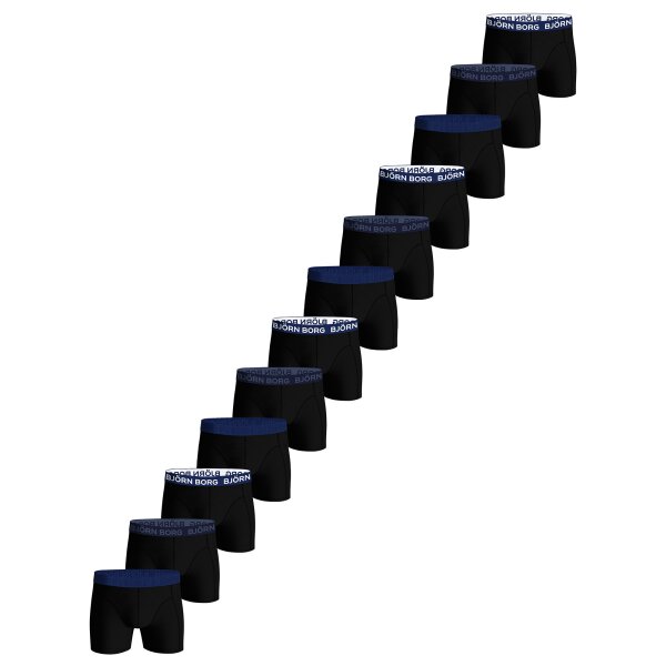 BJÖRN BORG mens boxer shorts, 12-pack - cotton stretch boxer, logo, single-coloured Black/Blue M (Medium)