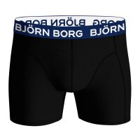 BJÖRN BORG Herren Boxershorts, 12er Pack - Cotton Stretch Boxer, Logo, einfarbig Schwarz/Blau M
