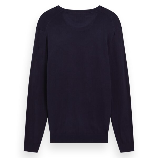 SCOTCH&SODA mens jumper - Core, viscose jumper, single-coloured Dark Blue S (Small)