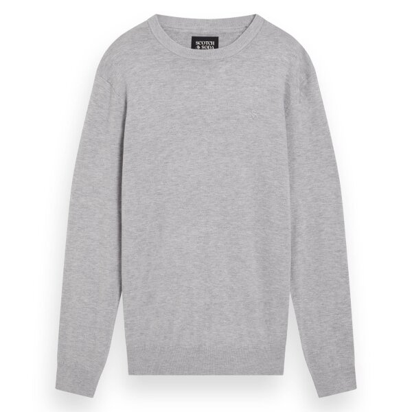 SCOTCH&SODA Herren Pullover - Core, Viskose Pullover, einfarbig Hellgrau S