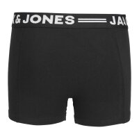 JACK & JONES Boys Boxer Shorts, Pack of 3 - SENSE TRUNKS, Cotton Stretch, Logo Waistband Black 140