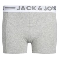 JACK&JONES Jungen Boxershorts, 3er Pack - SENSE TRUNKS, Baumwoll-Stretch, Logobund Schwarz/Weiß/Grau 176