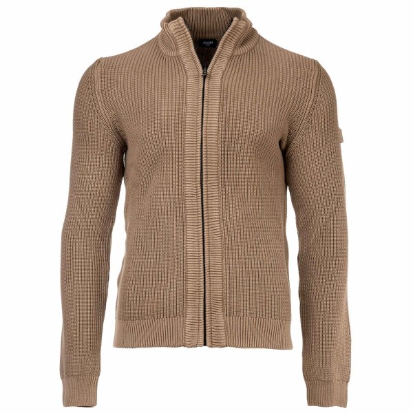 JOOP! JEANS Herren Strickjacke - Hajor, Zipjacke, Stehkragen, Reißverschluss Hellbraun
 3XL