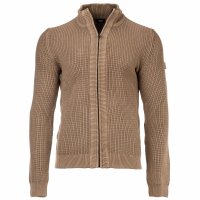 JOOP! JEANS Herren Strickjacke - Hajor, Zipjacke, Stehkragen, Reißverschluss Hellbraun
 3XL