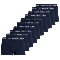 Jack & Jones Mens Boxer Shorts, 10 Pack - JACSOLID, Trunks, Cotton Stretch, Logo Unicolored Dark Blue 2XL (XX-Large)