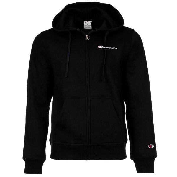 Champion Herren Sweatjacke - Hooded Full Zip Sweatshirt, Reißverschluss, Kapuze Schwarz M