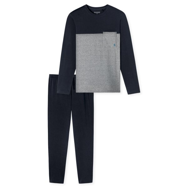SCHIESSER mens pajamas, long - single jersey 95/5 nightwear, round neck