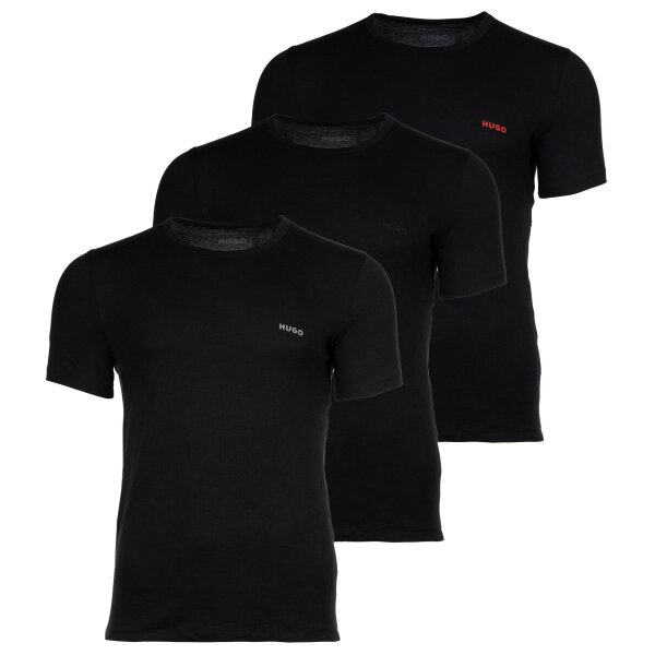 HUGO Mens T-Shirt, 3-Pack - Round Neck, Short Sleeve, Logo, Cotton, uni Black (991) XL (X-Large)