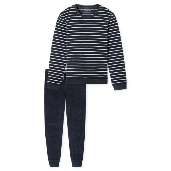 SCHIESSER Herren Schlafanzug, lang - Casual Nightwear, Single Jersey, Baumwolle, Rundhals