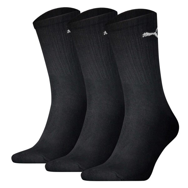 PUMA Unisex Sports Socks, 3 Pairs - Tennis Socks, Crew Socks, plain Black 39-42