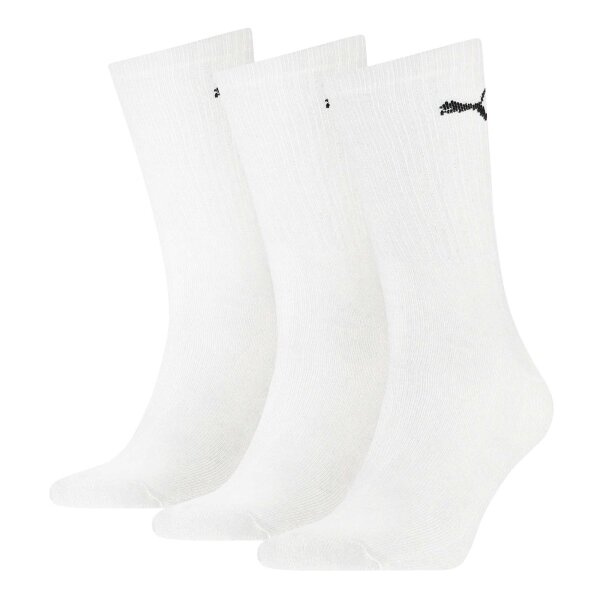PUMA Unisex Sports Socks, 3 Pairs - Tennis Socks, Crew Socks, plain White 43-46