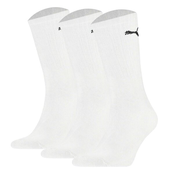 PUMA Unisex Sports Socks, 3 Pairs - Tennis Socks, Crew Socks, plain White 39-42