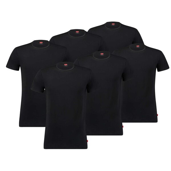 Levis Mens t-shirts, 6-pack - round neck 6P ECOM, short sleeve, solid color Black XL (X-Large)