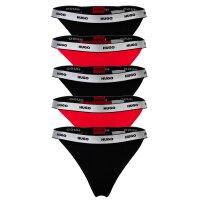 HUGO womens thong, pack of 5 - RAINBOW FIVE PACK, cotton stretch, logo, uni Black/Red S (Small)
