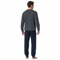 SCHIESSER Herren Schlafanzug, lang - Comfort Essentials, Baumwolle, Rundhals Dunkelblau S