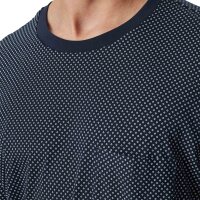 SCHIESSER mens pajamas, long - Comfort Essentials, cotton, round neck Dark blue S (Small)