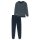 SCHIESSER mens pajamas, long - Comfort Essentials, cotton, round neck Dark blue S (Small)