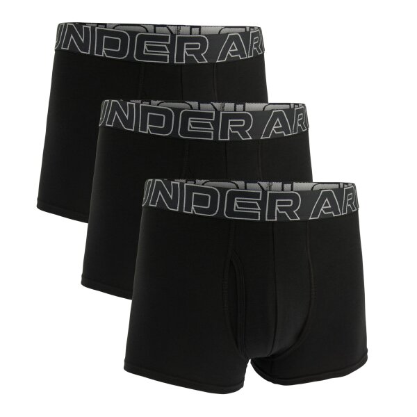 UNDER ARMOUR Herren Boxershorts, 3er Pack - Performance Cotton Trunks - Solid 3 in, Stretch, Baumwollmischung Schwarz M