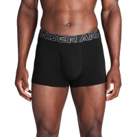 UNDER ARMOUR Herren Boxershorts, 3er Pack - Performance Cotton Trunks - Solid 3 in, Stretch, Baumwollmischung Schwarz S