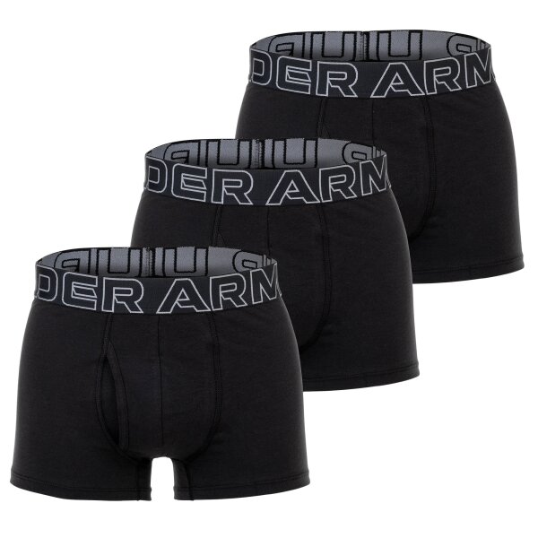 UNDER ARMOUR Herren Boxershorts, 3er Pack - Performance Cotton Trunks - Solid 3 in, Stretch, Baumwollmischung Schwarz 2XL