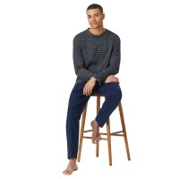 SCHIESSER Herren Schlafanzug, lang - Casual Essentials, Baumwolle, Rundhals Blau/Grau S