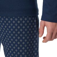 SCHIESSER mens pyjamas, long - Casual Essentials, cotton, V-neck Dark blue S (Small)