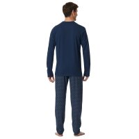 SCHIESSER Herren Schlafanzug, lang - Casual Essentials, Baumwolle, V-Ausschnitt Dunkelblau 4XL