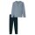 SCHIESSER mens pajamas, long - Casual Essentials, cotton, button placket Dark blue/Grey S (Small)