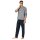 SCHIESSER mens pajamas, long - Casual Essentials, cotton, button placket Dark blue/Grey 3XL (XXX-Large)