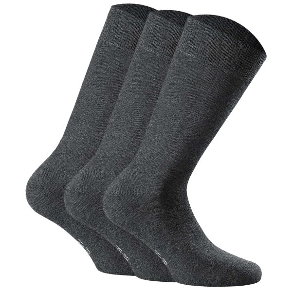 Rohner Basic Unisex Socken, 3er Pack - Cotton II, Kurzsocken, Basic, einfarbig Anthrazit 35-38 (2.5-5 UK)