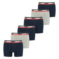Levis Herren Boxer-Shorts, 6er Pack - Sportswear Logo Boxer Brief, Cotton Stretch Marine/Grau L