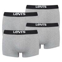 Levis Herren Boxershorts, 4er Pack - Solid Basic Trunk Organic, Logobund Grau Melange M