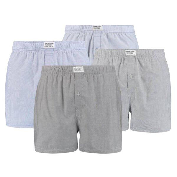 Levis Mens Boxer Shorts, 4-Pack - Woven Shorts, Cotton, plain Grey/light blue M (Medium)