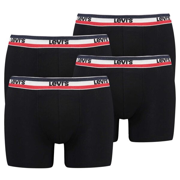 Levis Mens Sportswear Boxer Brief Organic, Pack of 4, Boxer Shorts, Logo Waistband Black M (Medium)