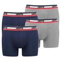 Levis Herren Boxershorts, 4er Pack - Sportswear Boxer Brief Organic, Logobund Blau/Hellgrau M