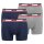 Levis Herren Boxershorts, 4er Pack - Sportswear Boxer Brief Organic, Logobund Blau/Hellgrau M