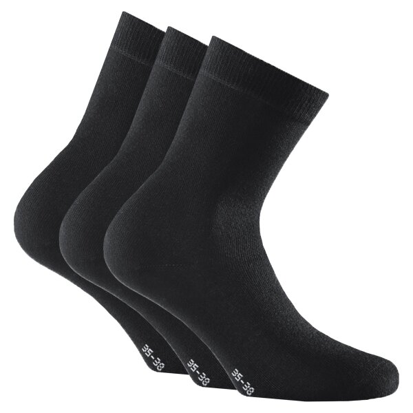 Rohner Basic Unisex Socken, 3er Pack - Soft Touch, Kurzsocken, Viskose-Mix Schwarz 35-38
