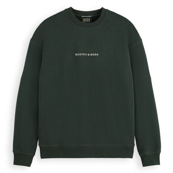 SCOTCH&SODA Mens Sweatshirt - Core, Logo Front Chest Sweat, Oullover, single-coloured Dark green S (Small)