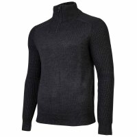 JOOP! Herren Strickpullover mit Troyer-Zip - Thom, Feinstrick mit Struktur, Woll-Mix Grau S