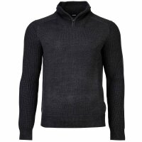 JOOP! mens knitted jumper with troyer zip - Thom, fine knit with structure, wool mix Grey S (Small)